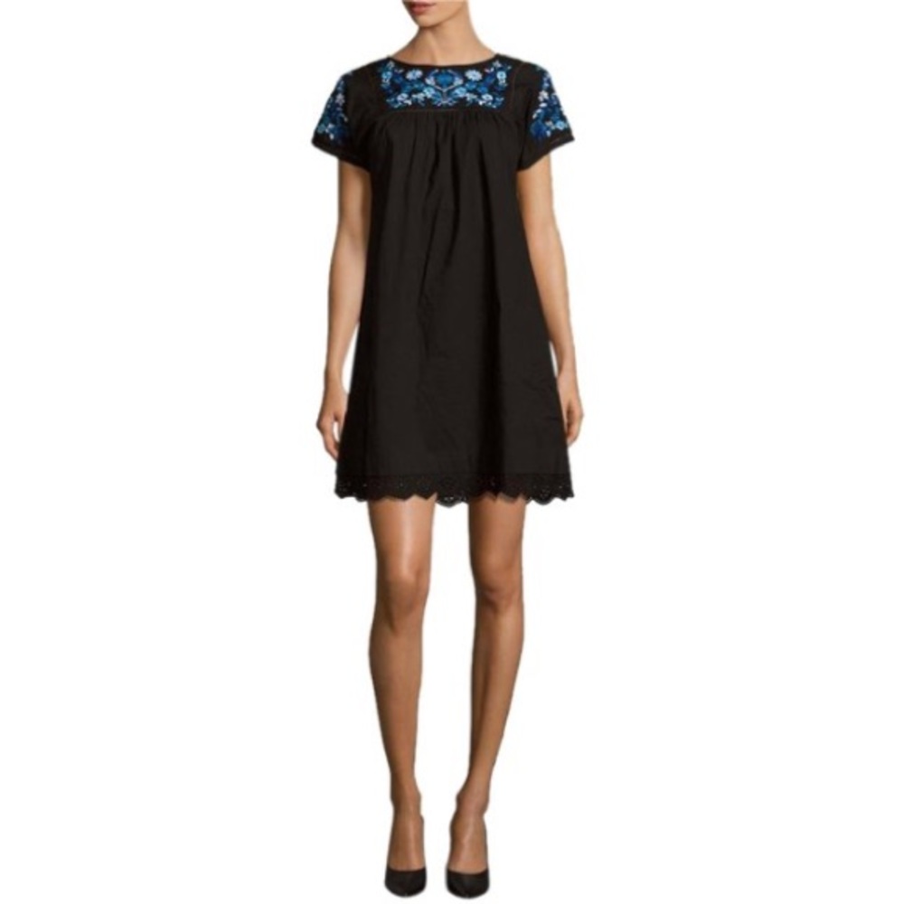 Rebecca Taylor black garden embroidered dress